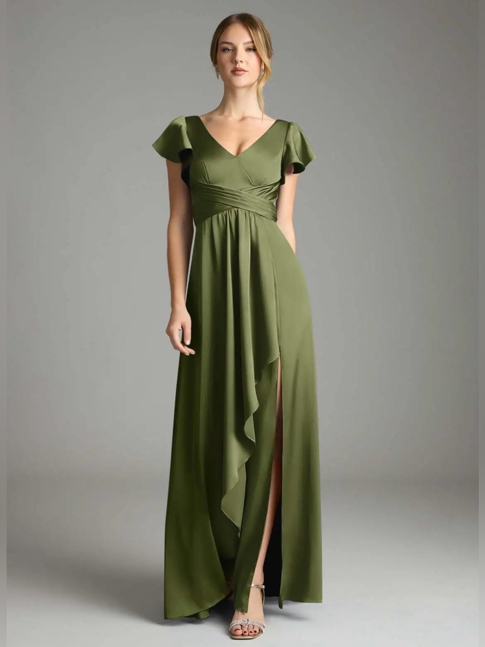 NWT, Azazie Omari Olive Size A8 Bridesmaid Dress